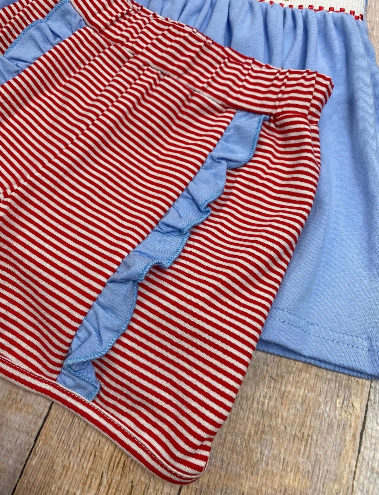 Baseball Embroidered Smocked Shorts Set