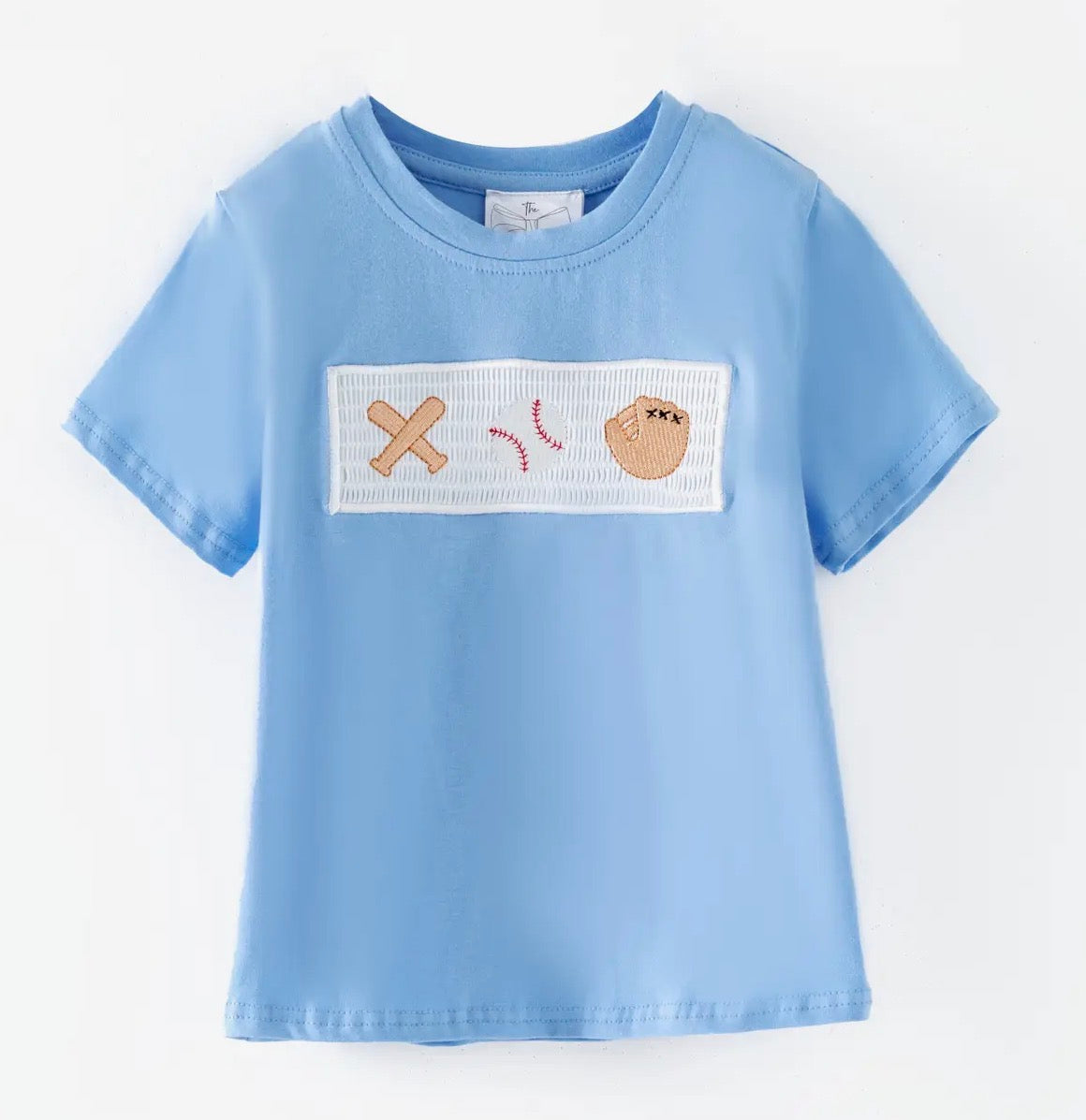 Boys Light Blue Smocked Baseball Top