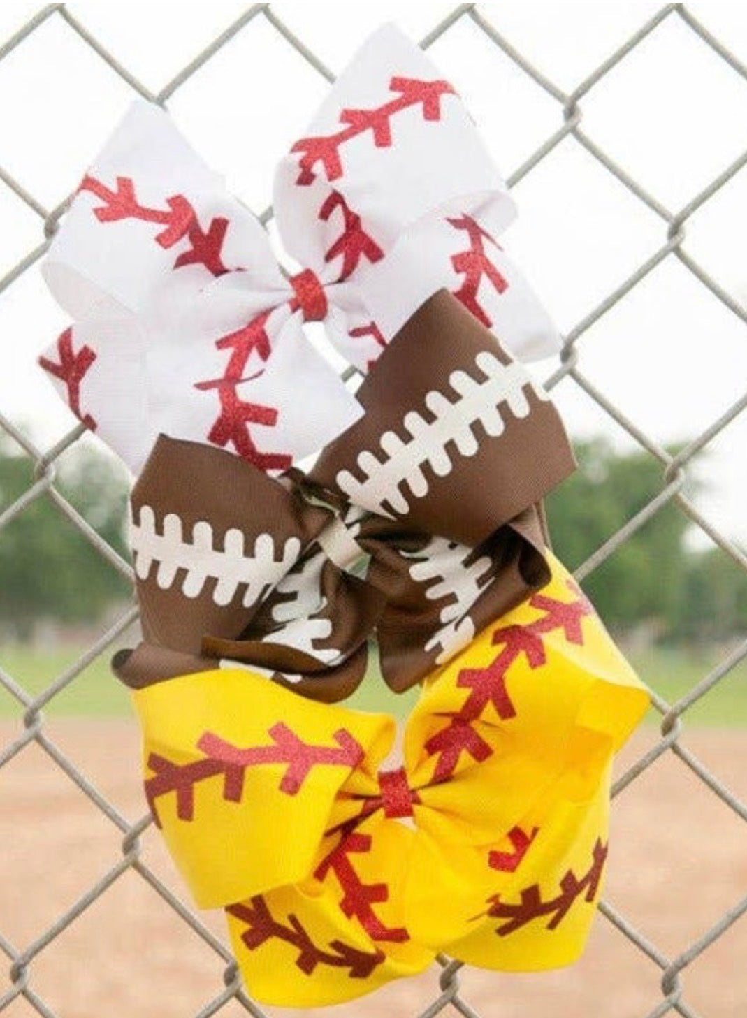 Baseball Hair Bow- Large Alligator Clip- 7”
