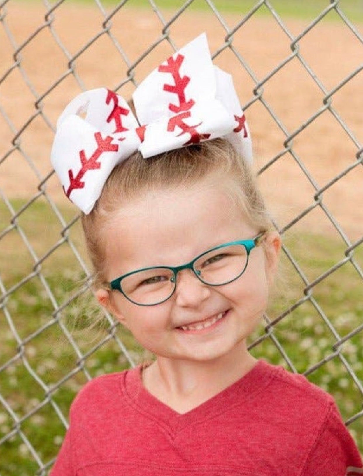 Baseball Hair Bow- Large Alligator Clip- 7”