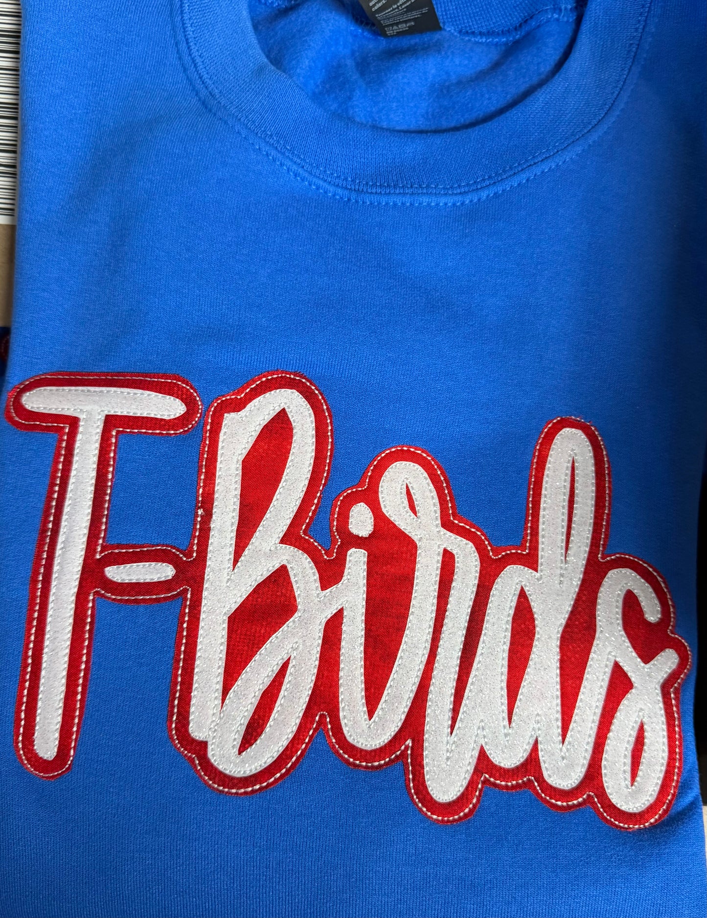 Glittery T-Birds Embroidered Crewneck