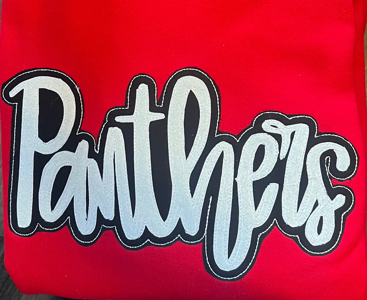 Glittery Panthers Embroidered Crewneck