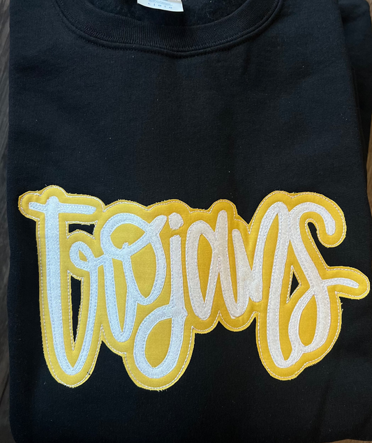 Glittery Trojans Embroidered Crewneck