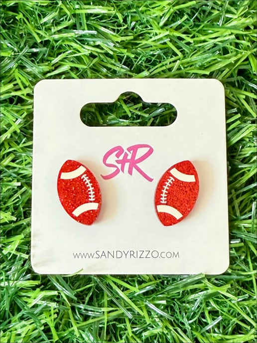 Red Glitter Acrylic Football Stud