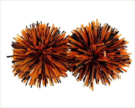 Orange and Black Tinsel Party Pom Stud