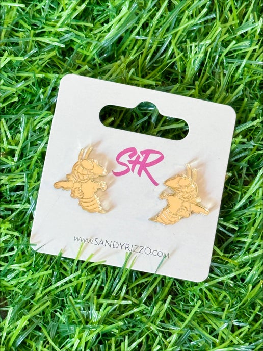 Gold Mirror Acrylic Yellow Jacket Stud