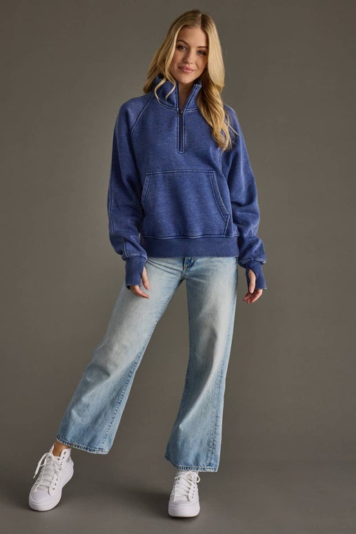 Navy Quarter Zip Sweatshirt