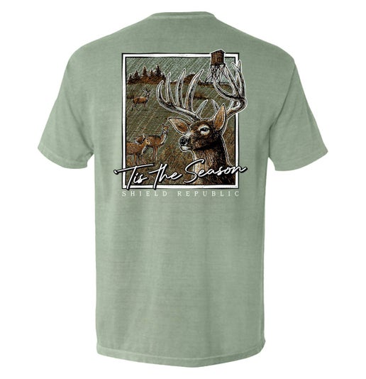 Tis the Season Deer: Bay, Comfort Colors Pocket Tee