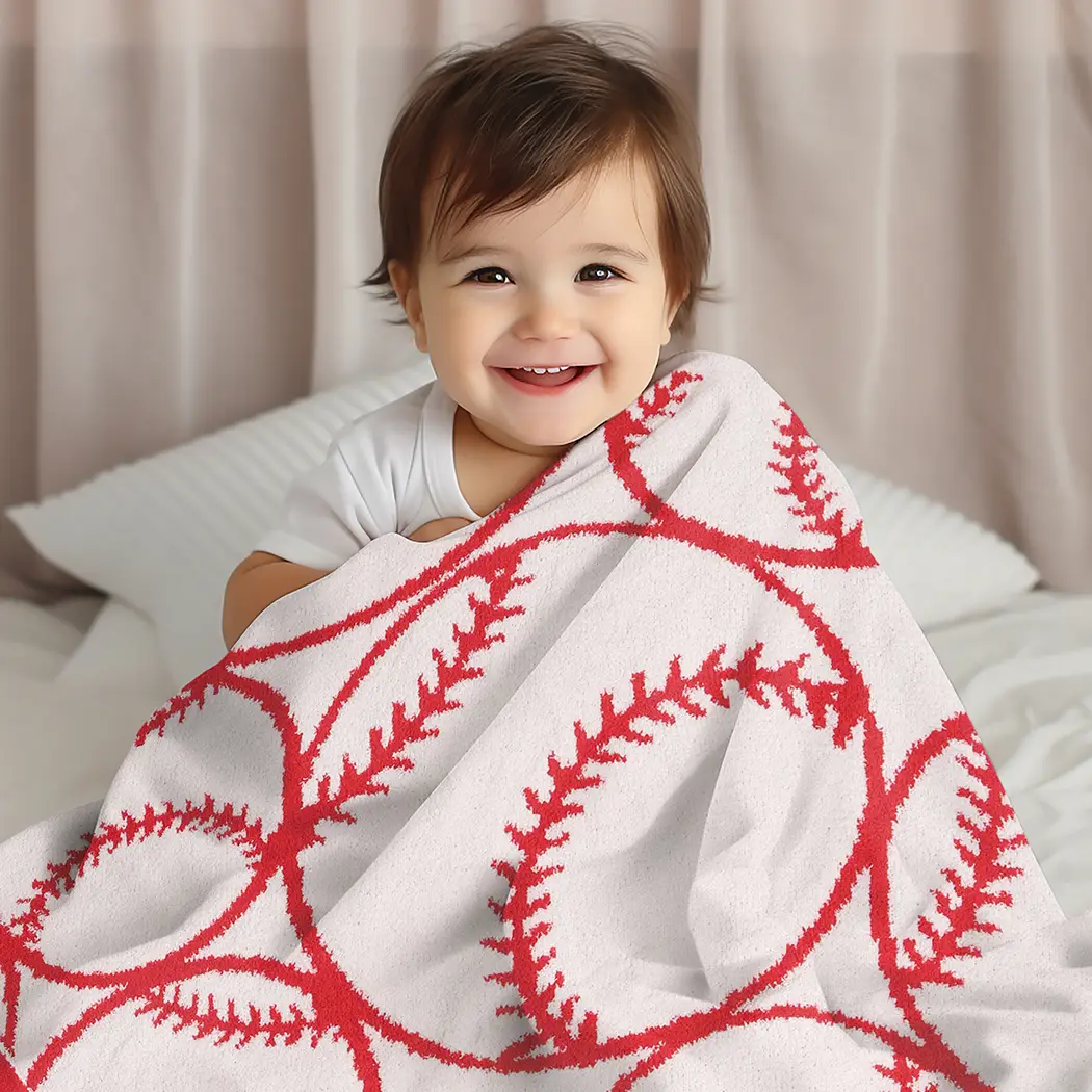 Kids Baby Baseball Pattern Throw Blanket: BASEBALL, ONE SIZE
