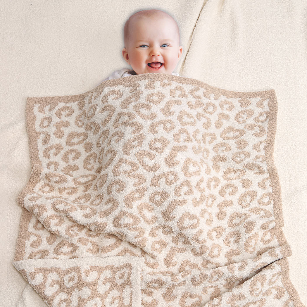 Kids Leopard Print Luxury Soft Throw Blanket: BEIGE, ONE SIZE