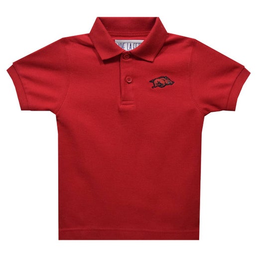 Arkansas Razorbacks Embroidered Red Short Sleeve Polo Box