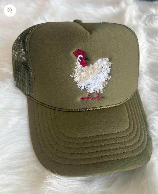 Mother Clucker Fluffy Chicken Embroidered Olive Otto Hat