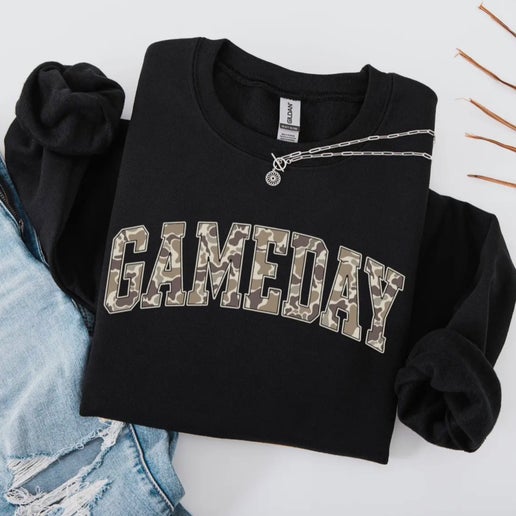 Camo GameDay Sweatshirt, Camo , Game Day Crewneck, DTF