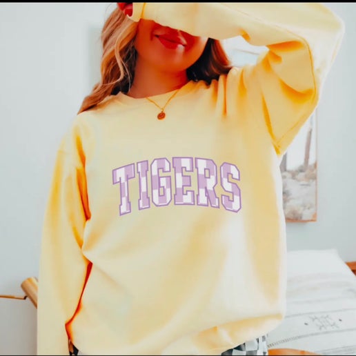 LSU Tigers Checker Crewneck Sweatshirt