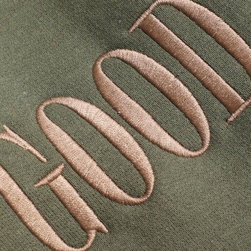 GOD IS GOOD Embroidered Heavyweight Sweatshirt: MILITARY GREEN